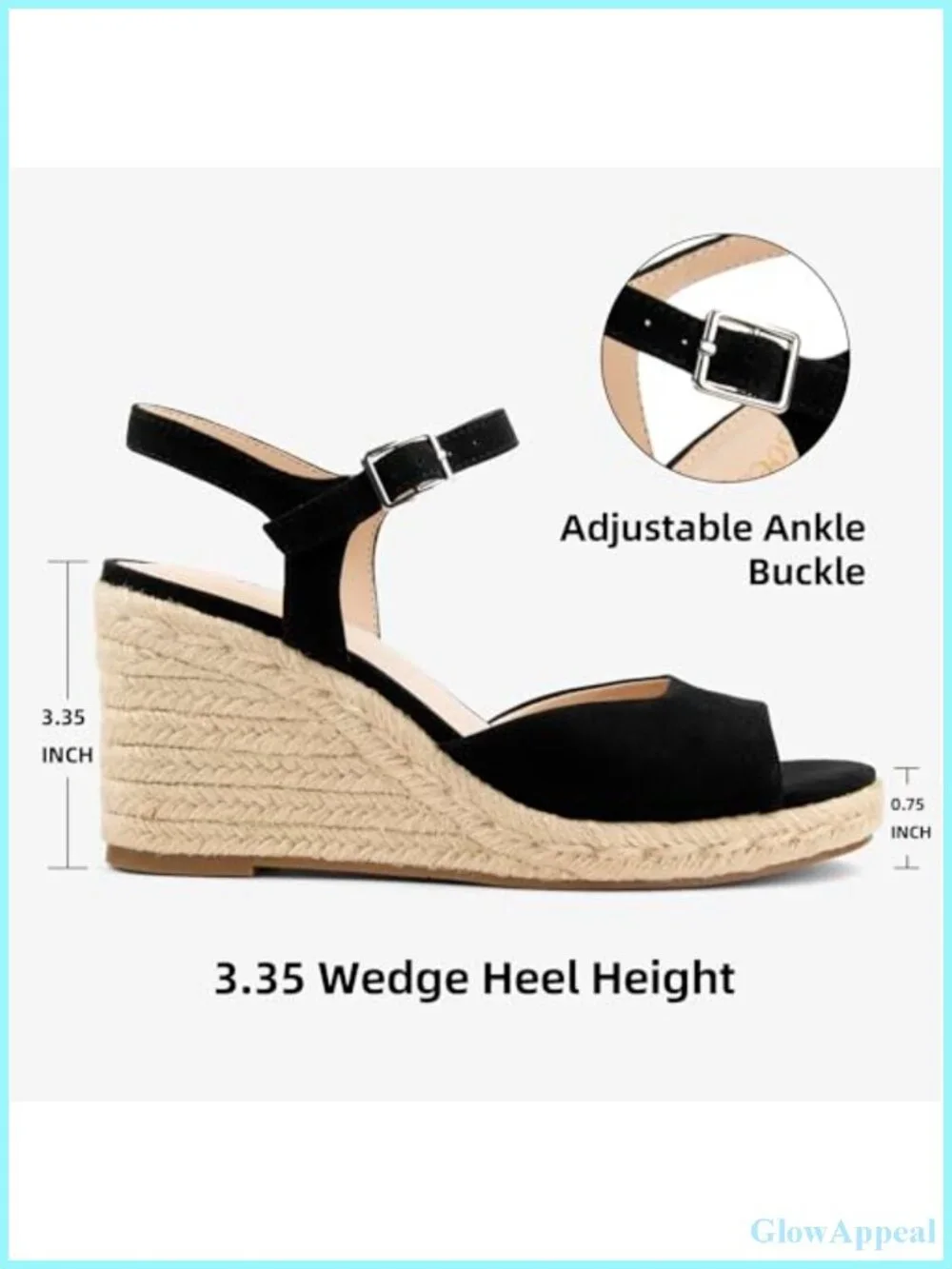 Women's Wedge Platform Sandals Faux Leather Ankle Strap 3.35 Inch Straw